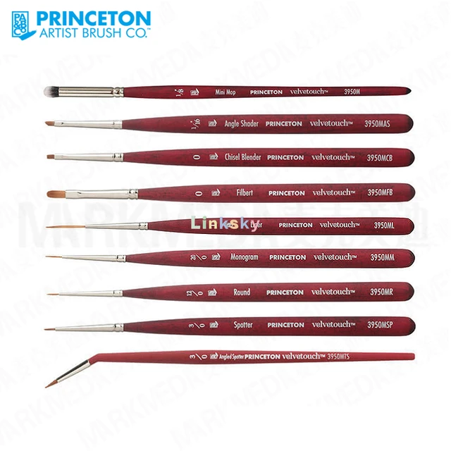 Princeton Velvetouch, Series 3950, Paint Brush Ideal for Multi-media  Projects Acrylic,Oil and Watercolor. Round, Fan, Liner, Mop