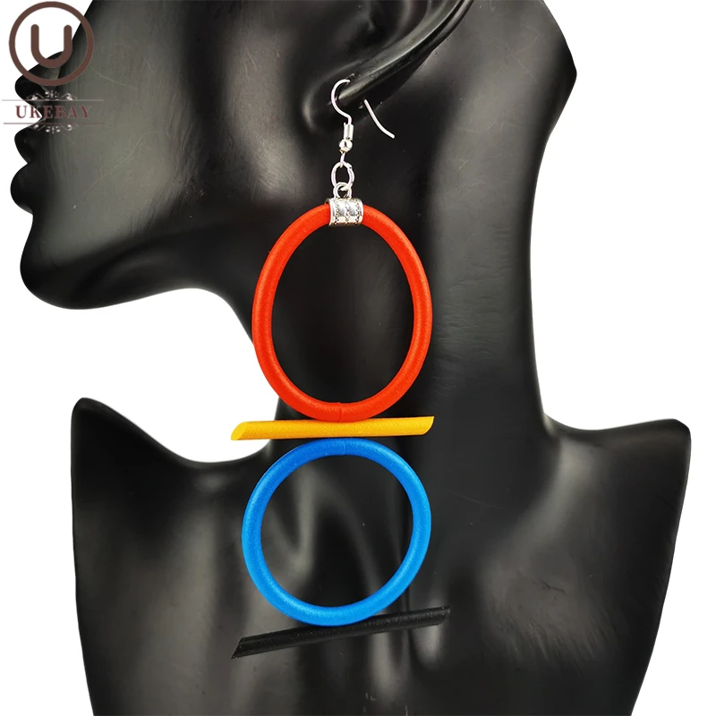 UKEBAY New Multicolor Big Earrings For Women Ethnic Drop Earrings Designer Handmade Jewelry Rubber Jewelry 5 Colors Earring Gift