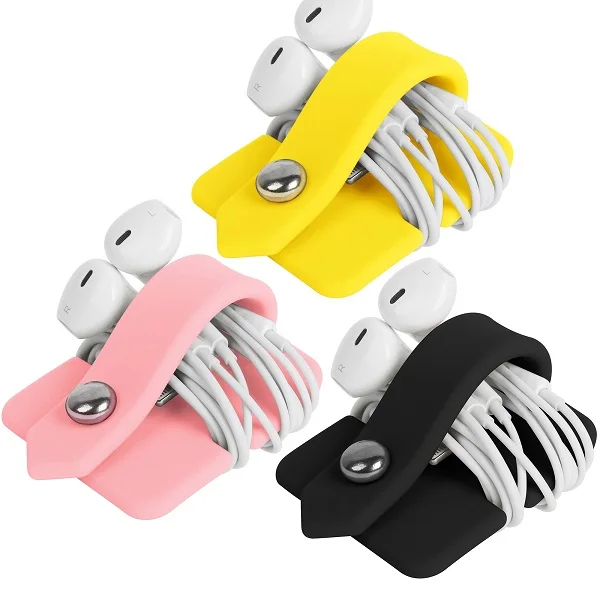 Pink black yellow Winder наушники для хранения данных кабель для сматывания Силиконовый складной отделка многоцветный белый черный розовый синий бытовой автомобиль 3 упаковки - Название цвета: Pink black yellow
