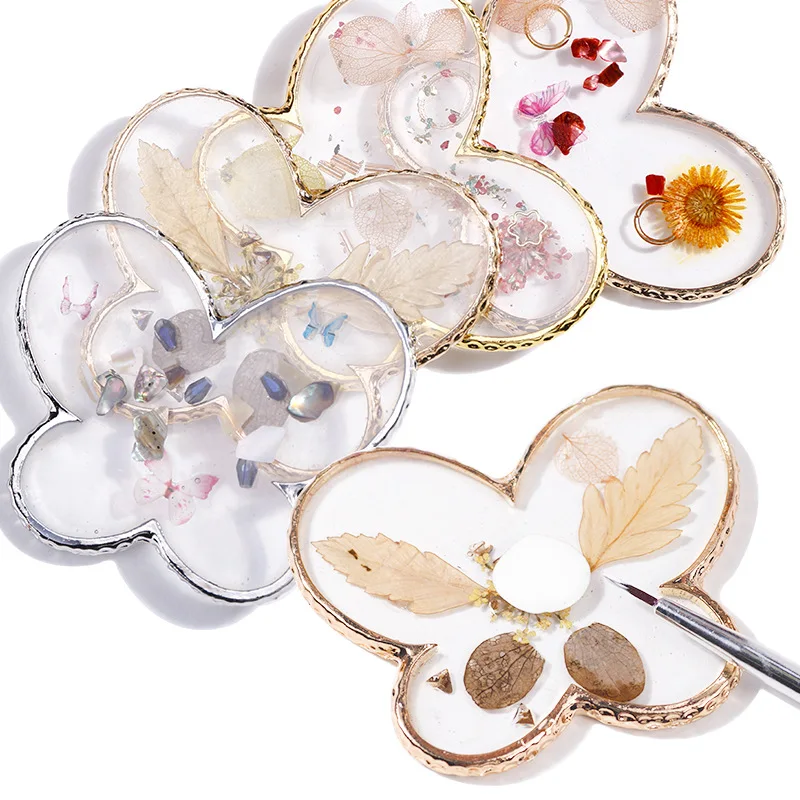 

Butterfly-shaped nail art resin palette crystal agate shell heart-shaped nail art display stand retro nail palette