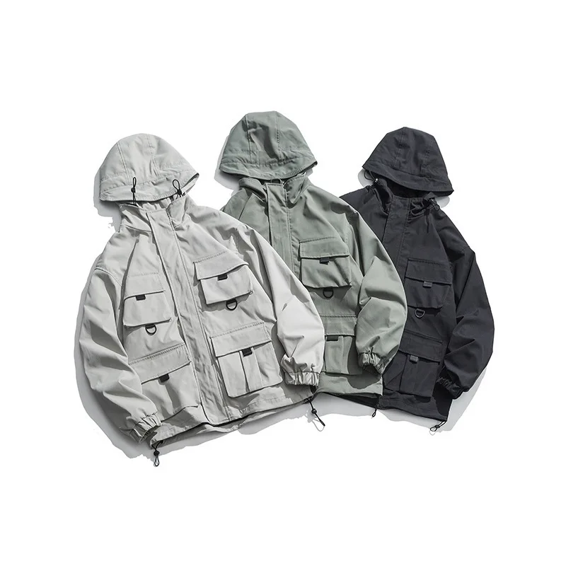 

Ancient Also Men'S Wear Shu 2019 New Style Multi-pockets Tooling Jacket Men's Autumn And Winter Hooded Coat Loose Casual Tops Fa