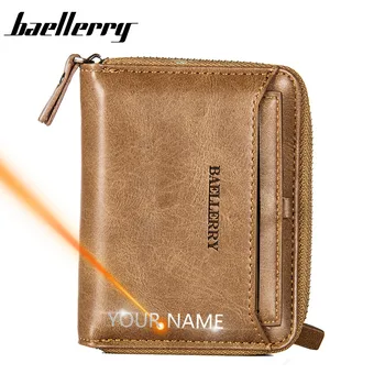 

Fashion Classic Men Wallets Name Engraving High Quality Male Purse Vintage Card Holder Brand PU Leather Wallet For Men Carteria