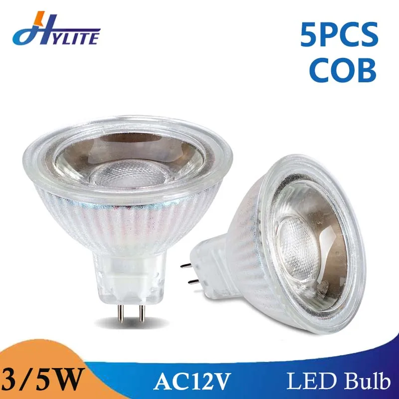 

5PCS LED MR16 3W 5W Spot Light Non Dimmable AC/DC 12V COB 38 Degree Lampada Corn Bulb Indoor Home Decoration Ampoule