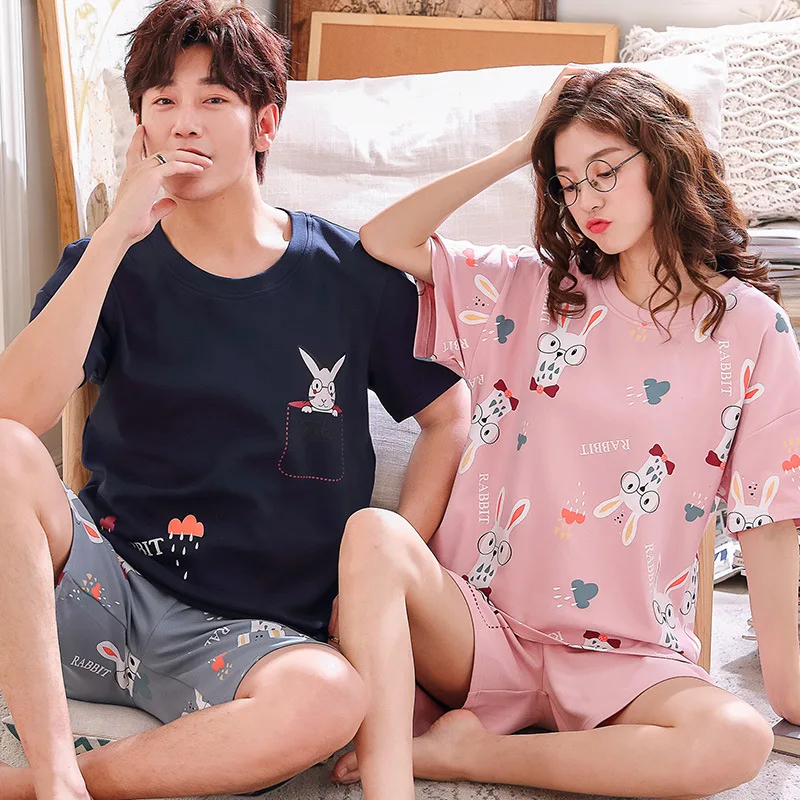 Feier парные женские и мужские летние Мультяшные с коротким рукавом пуловер брюки