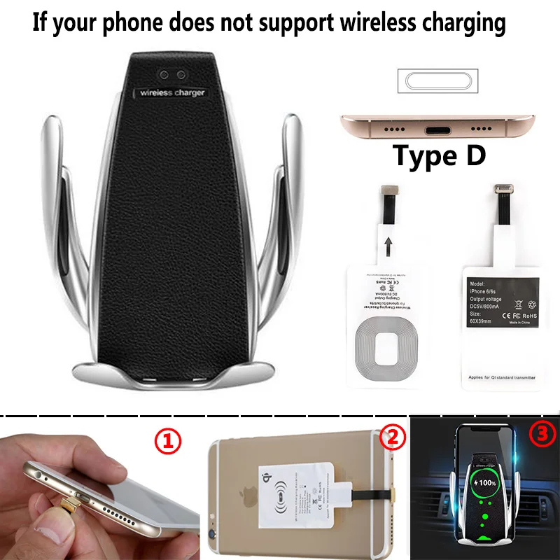 mobile stand for home Qi Wireless Phone Charger S5 Automatic Clamping Fast Charging Phone Holder Mount in Car for iPhone xr Huawei Samsung Smart Phone best phone stand Holders & Stands