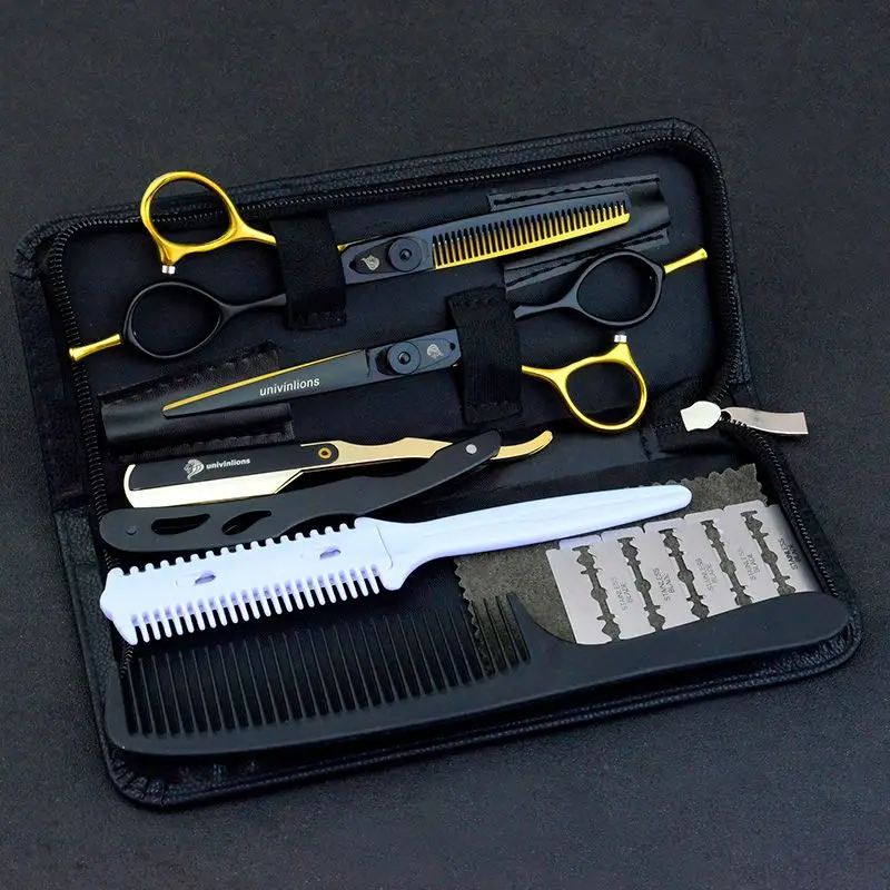 5.5" Black Gold Japanese Thinning Shears Haircut Barber Thinning