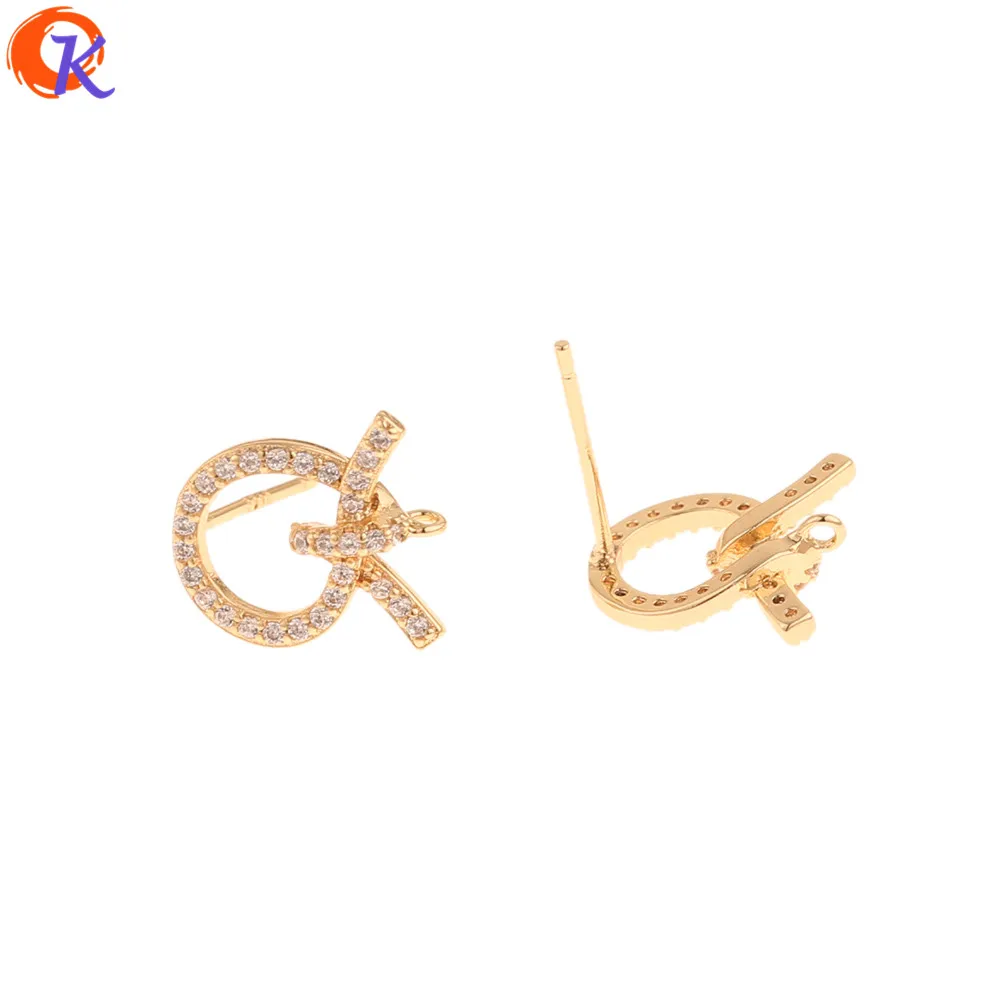 

Cordial Design 10Pcs 11*12MM Jewelry Accessories/Hand Made/DIY Making/Genuine Gold Plating/Silver Pin/Rhinestone Earrings Stud