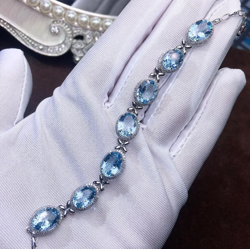 Аквамарин, 15ct, хорошее ювелирное изделие, золото AU750 G18K, Натуральный аквамарин, драгоценные камни, ювелирные браслеты для женщин, изящные браслеты