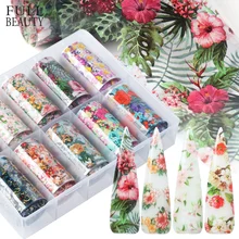 1 коробка смешанные наклейки на ногти из фольги набор цветочные принты переводная самоклейка на окна Красочные цветы 3D Шарм аксессуары советы CHXKH40-54