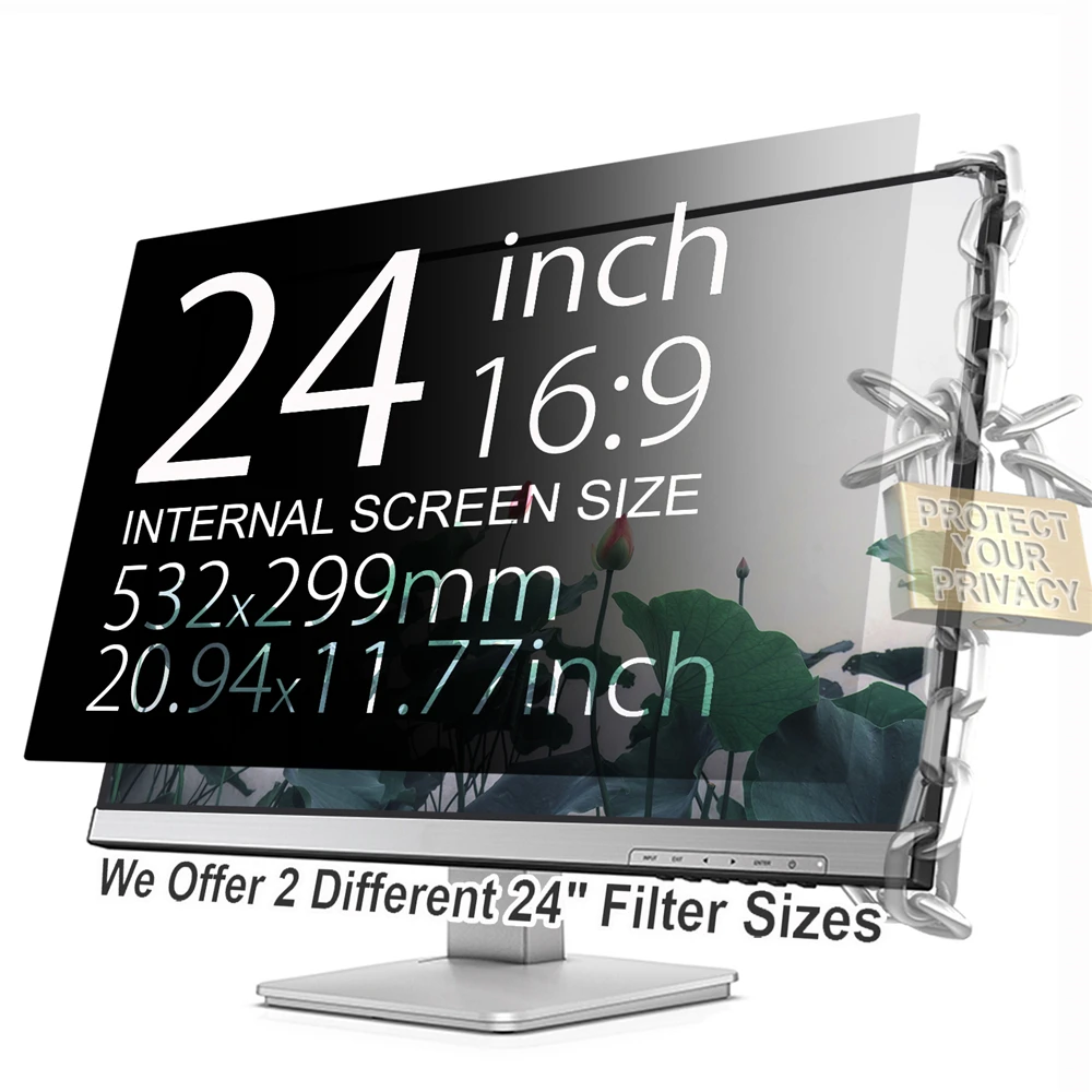 

YOSON 24 inch 532mm*299mm Screen Privacy Filters For 16:9 Anti-Glare Monitor Filter Privacy Screen Protector