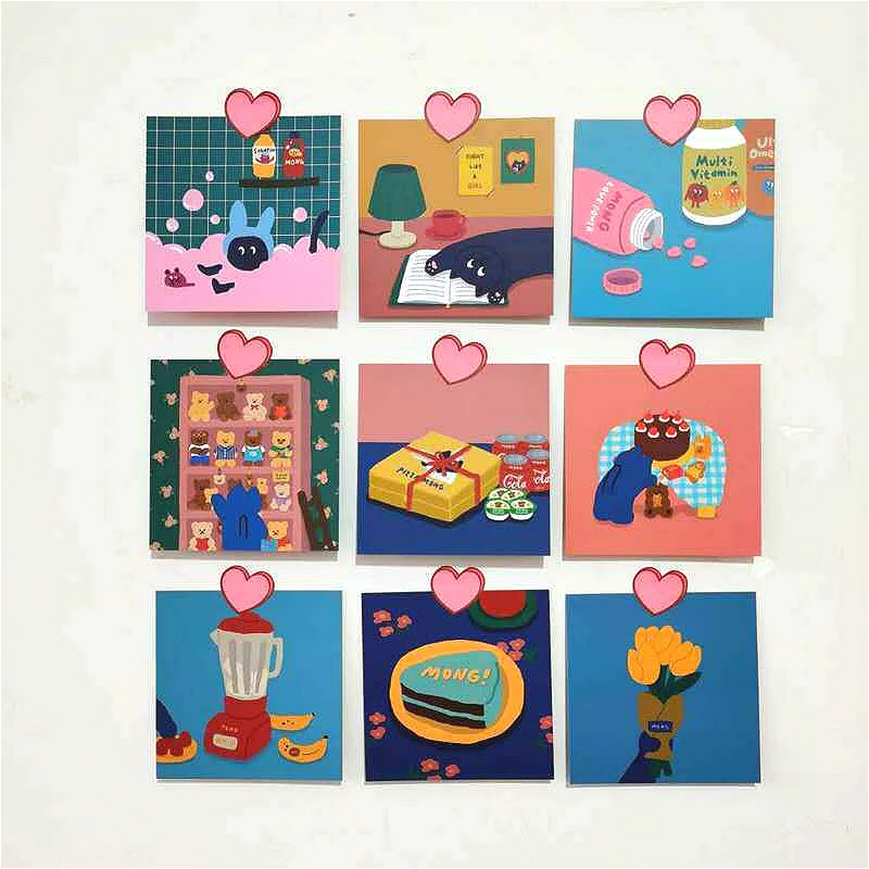 Korean Cute Cat Decorative Cards Square Metope Decoration PostCards Multi Function Poster Notebook Photo Props Room Wall Sticker