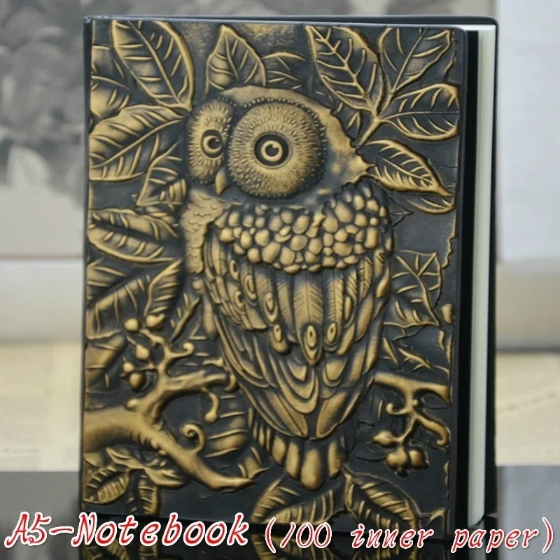 3D Винтаж тисненая кожа Сова Печать Дневник путешествия A5-Notebook подарки блокнот 1 шт. записная книжка