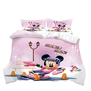 

Sport Fuchsia duvet cover set for girls bedroom decor Mickey Mouse Bedding Single size duvet cover twin bed queen king Kids 3D