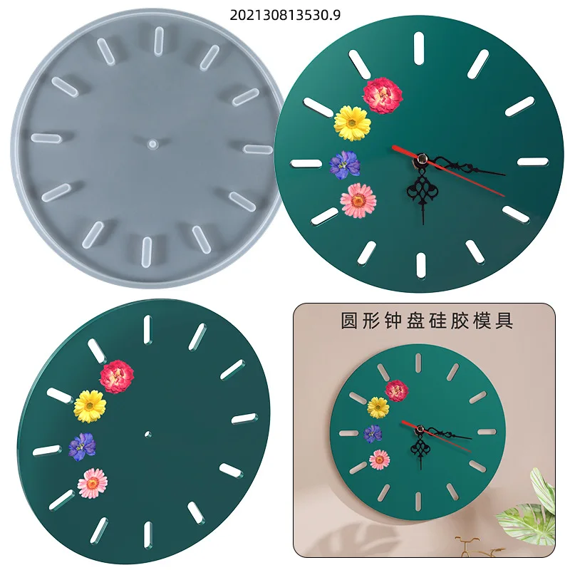 DIY Crystal Silicone Mold Oversized Round Clock Dial Ornament Wall Hanging Home Decoration Silicone Resin Mold Handmade Art Mold crystal epoxy mirror surface roman arabic numerals size clock watch silicone mold diy making jewelry decoration materials