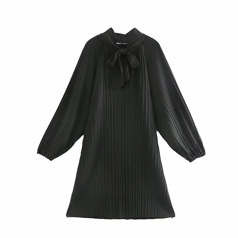 Увядшие в английском стиле простые элегантные однотонные плиссированные с бантом Свободные вечерние мини-платья для женщин vestidos de fiesta de noche vestidos блейзер - Цвет: Черный