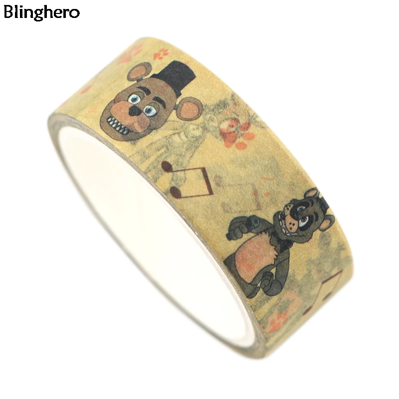 Blinghero, 15 мм X 5 м, лента Five Nights at Freddy's Васи, маскирующая лента с героями мультфильмов, клейкая лента для приключений ужасов, подарок для друзей, BH0403