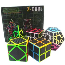 Zcube черный набор всадника из углеродного волокна 2x2x2 3x3x3 Pyramid Megaminx Skew волшебный куб ультра-Гладкий кубар-Рубик на скорость костюм игрушки