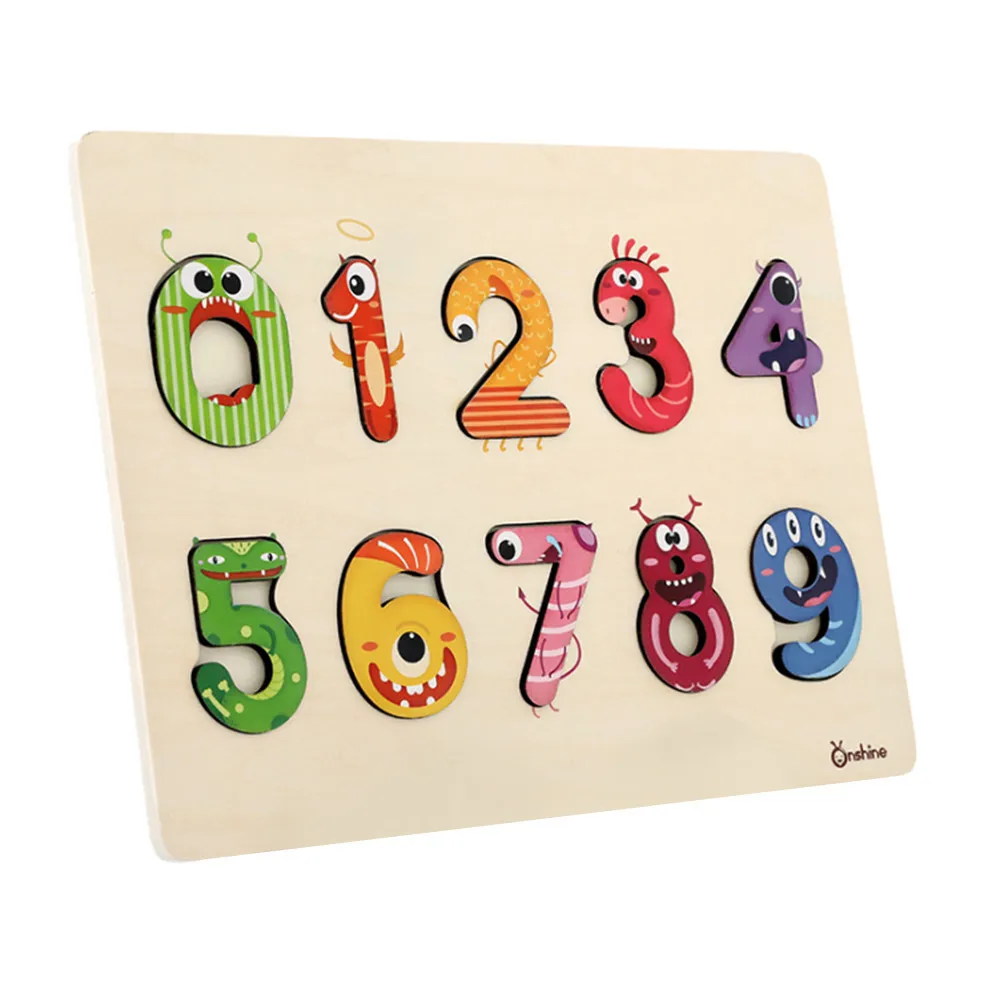 Alphabet Wooden Puzzle Board Boy Girl Educational Toy cartoon numeral Learning Education Interesting Wooden Toys #D