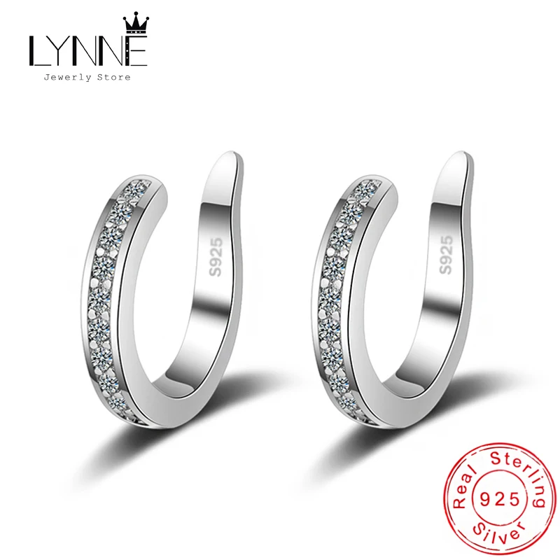 

New Fashion Simple Exquisite Rhinestone C Type Clip Earrings Punk Rock Unisexual No Hole Ear Clip Earring Jewelry Accessories