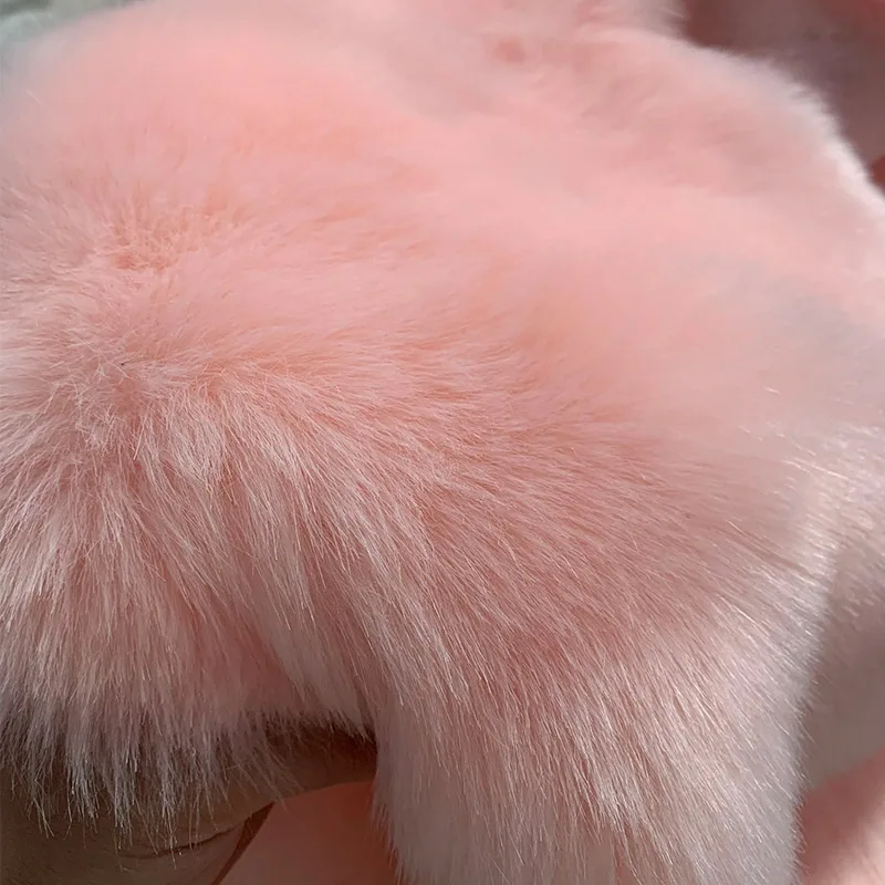 Pink Зимний женский жилет из искусственного меха без рукавов размера плюс 4XL, роскошный Теплый Женский жилет из лисы, пальто, женская серая шикарная куртка для девушек - Color: Pink