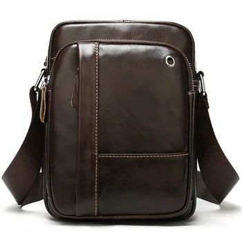 

AUAU-Leather Men Messenger Bags Male Shoulder Crossbody Bags Handbag Headphone Men Bag Handbags Vintage