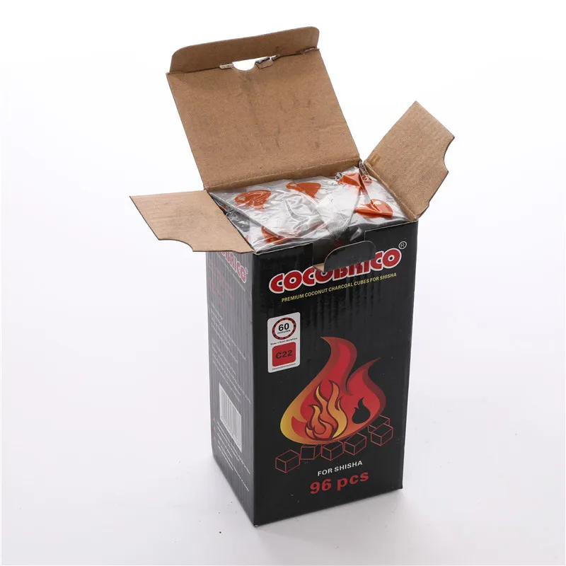 Cocobrico Charcaol 96 шт. Быстрый светильник для сжигания кальяна Charcoals Coal Touch Silver Chicha Narguile натуральный уголь для труб