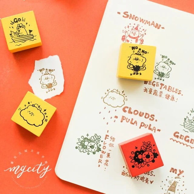 1 Pc Vintage Aesthetic Feeling Movement Series Wooden Rubber Stamp