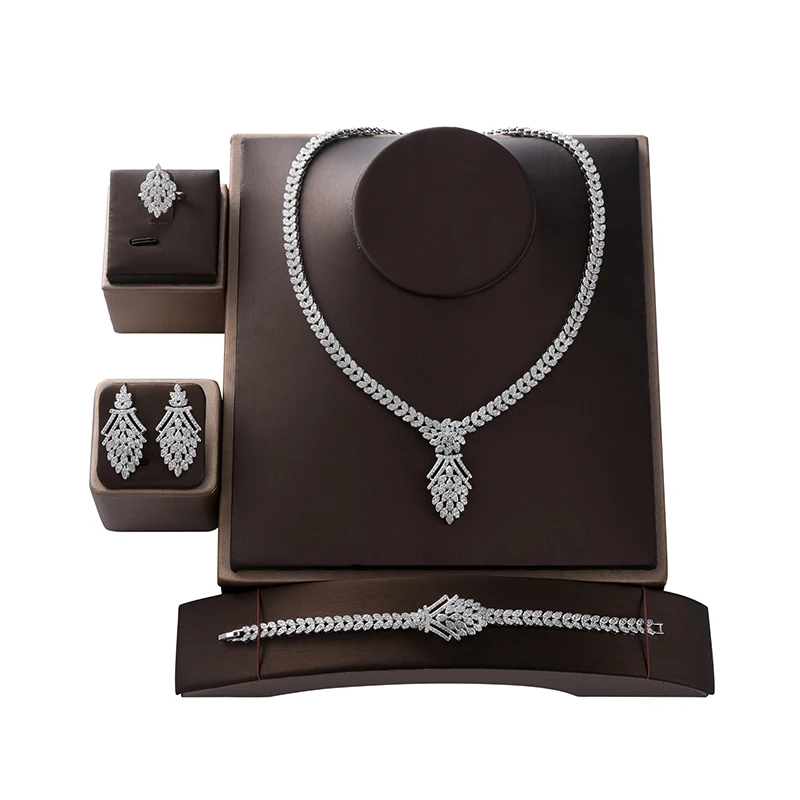 Комплект ювелирных изделий HADIYANA, дизайн в виде капли воды, женское свадебное ожерелье, серьги, кольцо и браслет, комплект из циркона CN1526 Conjunto... Комплект ювелирных изделий HADIYANA, дизайн в виде капли воды, женское свадебное ожерелье, серьги, кольцо и браслет, комплект из циркона CN1526 Conjunto...