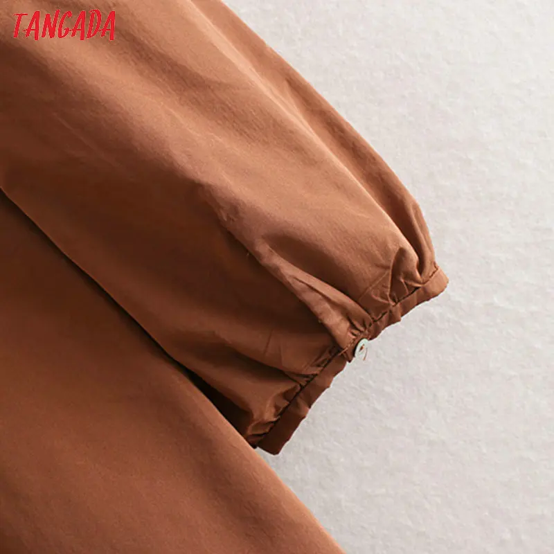 Tangada женское свободное однотонное платье с рюшами, короткий рукав, круглый вырез, модное повседневное удобное платье, vestidos feminina CE139