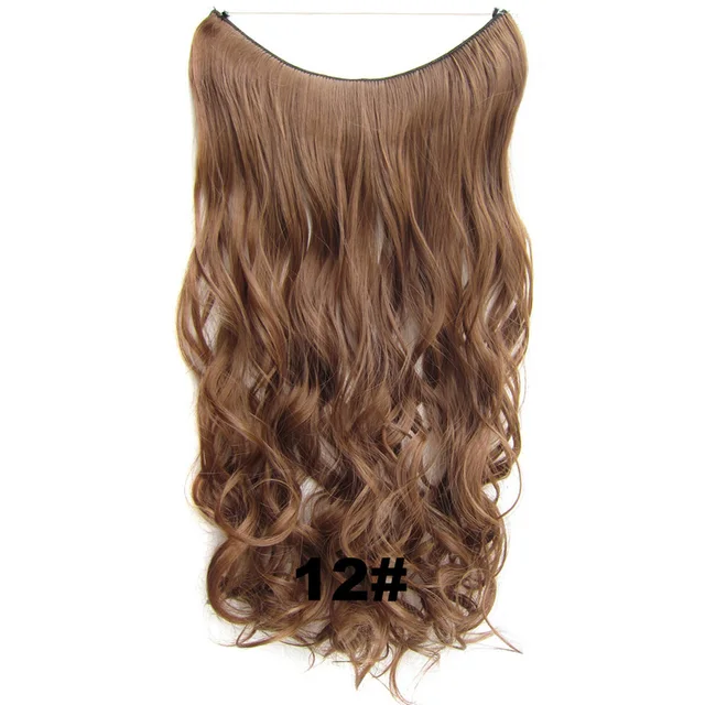 24inch 50grams 100grams Synthetic Hair Extension Gradual Color Brown Gray Blonde String Halo Hairpieces Extensions 100g-12-wavy