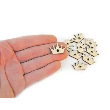 

10x Mini Wooden Crown Shapes Star Cutout Wood Crowns Embellishment Craft Decoration Gift Decoupage 0276