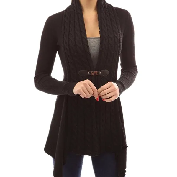 Модный осенне-зимний женский вязаный кардиган свитер Асимметричное пальто трикотажные свитера с длинными рукавами Топы Плюс Размер Пальто - Цвет: ZC2208-Black