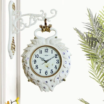 

Vintage Wall Clock Double Sided Silent Living Room Stylish Wall Clock Quartz Simple Creative Horloge Office Decoration XX60WC