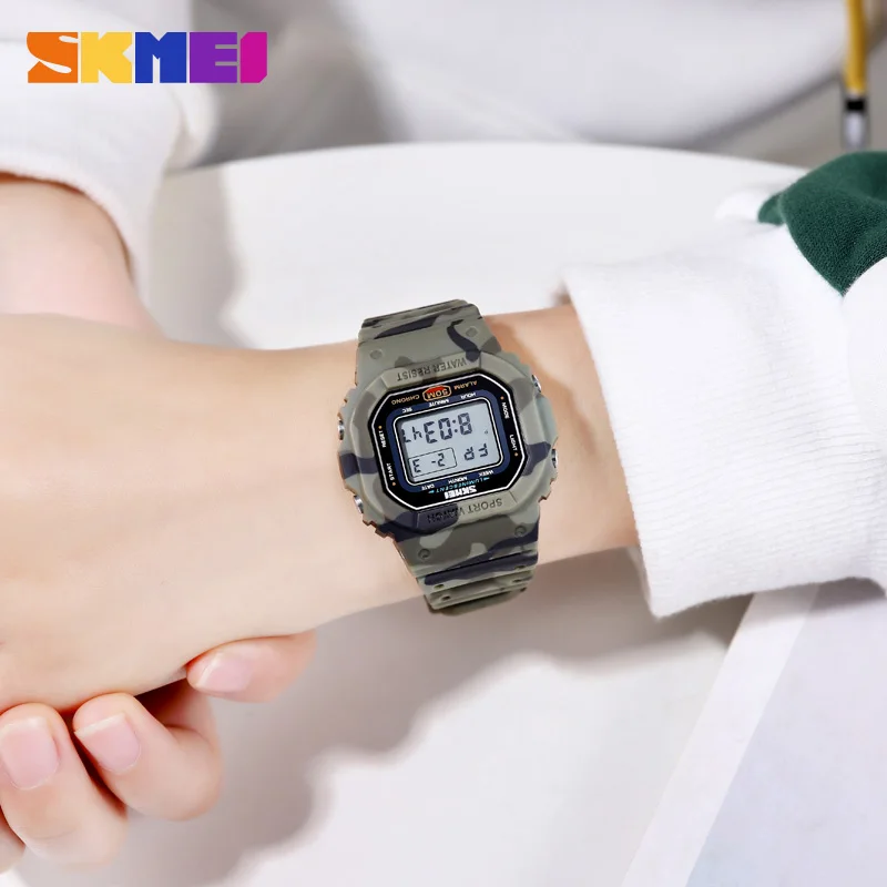 SKMEI 1608 светодиодный светильник Для мужчин цифровые часы с секундомером