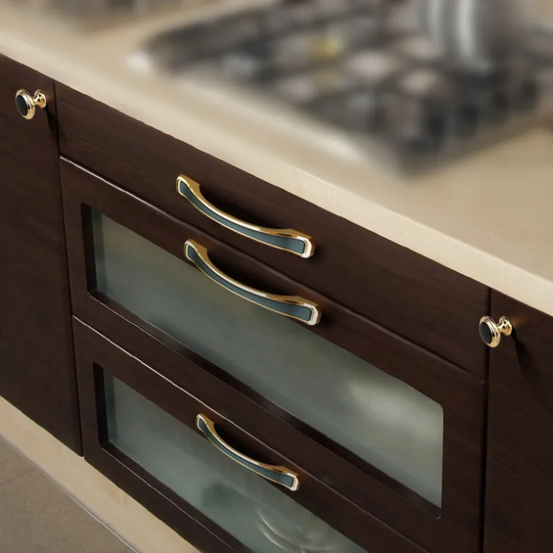 KK&FING European Light Luxury Black Gold Zinc Alloy Cabinet Handles and Knobs Kitchen Cupboard Wardrobe Door Pulls Drawer Knobs
