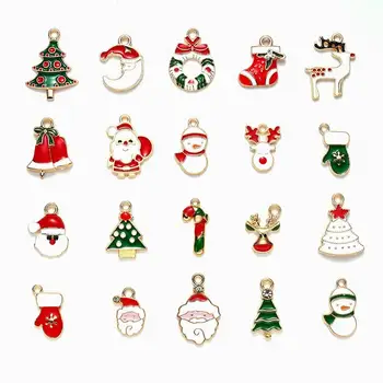 

20pcs Mixed Christmas Charms Enamel Pendants Ornaments Xmas Tree Decoration for Bracelet Earrings Necklace DIY Jewelry Findings