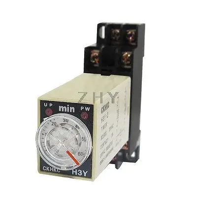 

AC 220V H3Y-2 0-60 Minutes 60MinDPDT 8 Pins Power on Time Delay Relay w Socket
