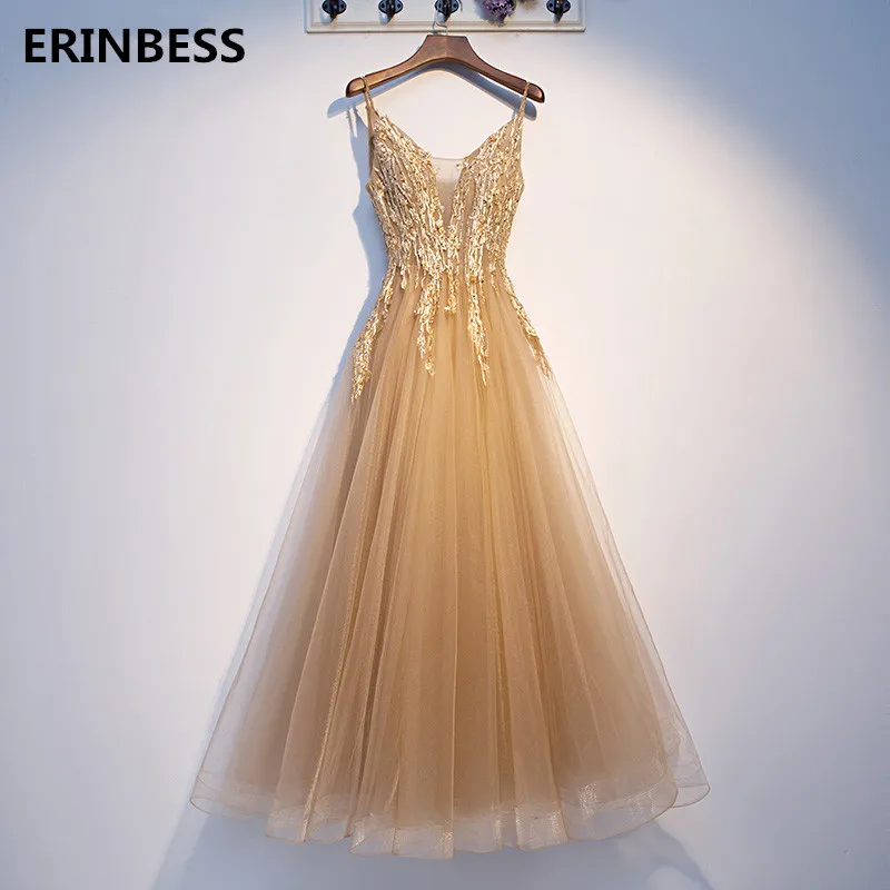 

Vestido De Festa Sexy V-neck Prom Dresses Long Dress Lace -Up Floor Length A-line Yellow Prom Dress 2020 Fashion Robe De Soiree