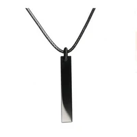 Wholesale Black Cuboid Obsidian Stone Pendant Necklace For Women Men Rope Chain Student Gift European Original Fashion Jewelry 1