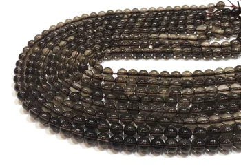 

4mm Smoky Quartz Beads Natural Smooth Round Loose Gemstone Spacer Bead For Jewelry Making DIY Bracelet Accessories Factory Price