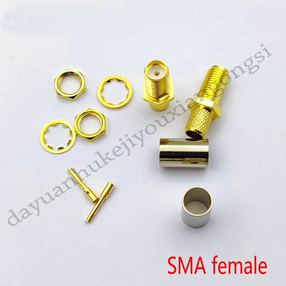 

100PCS brass SMA female/ RP-SMA female Crimp for RG8X RG-8X LMR240 Coaxial Coax Cable adapter