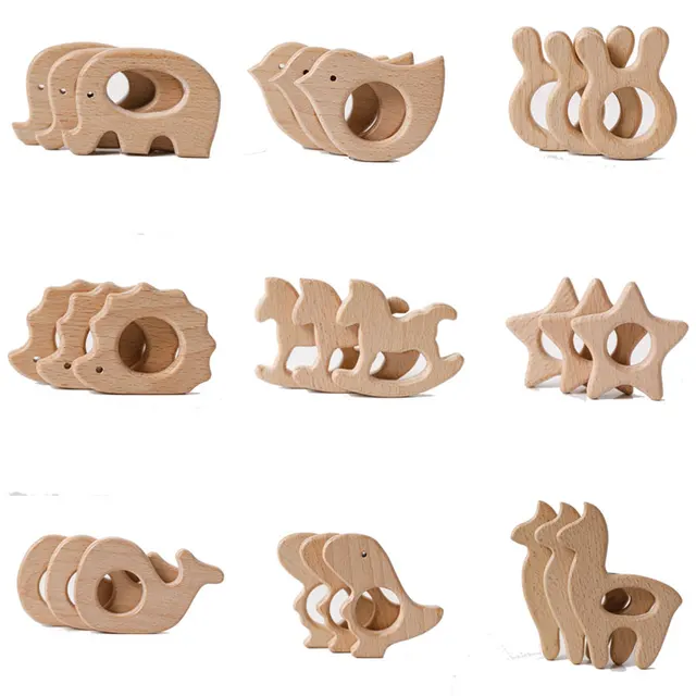 Baby Wooden Toys Beech Wooden Teething Accessory For Pacifier Chain Rodent Elephant BPA Free Wood Baby Bedside Toys 1
