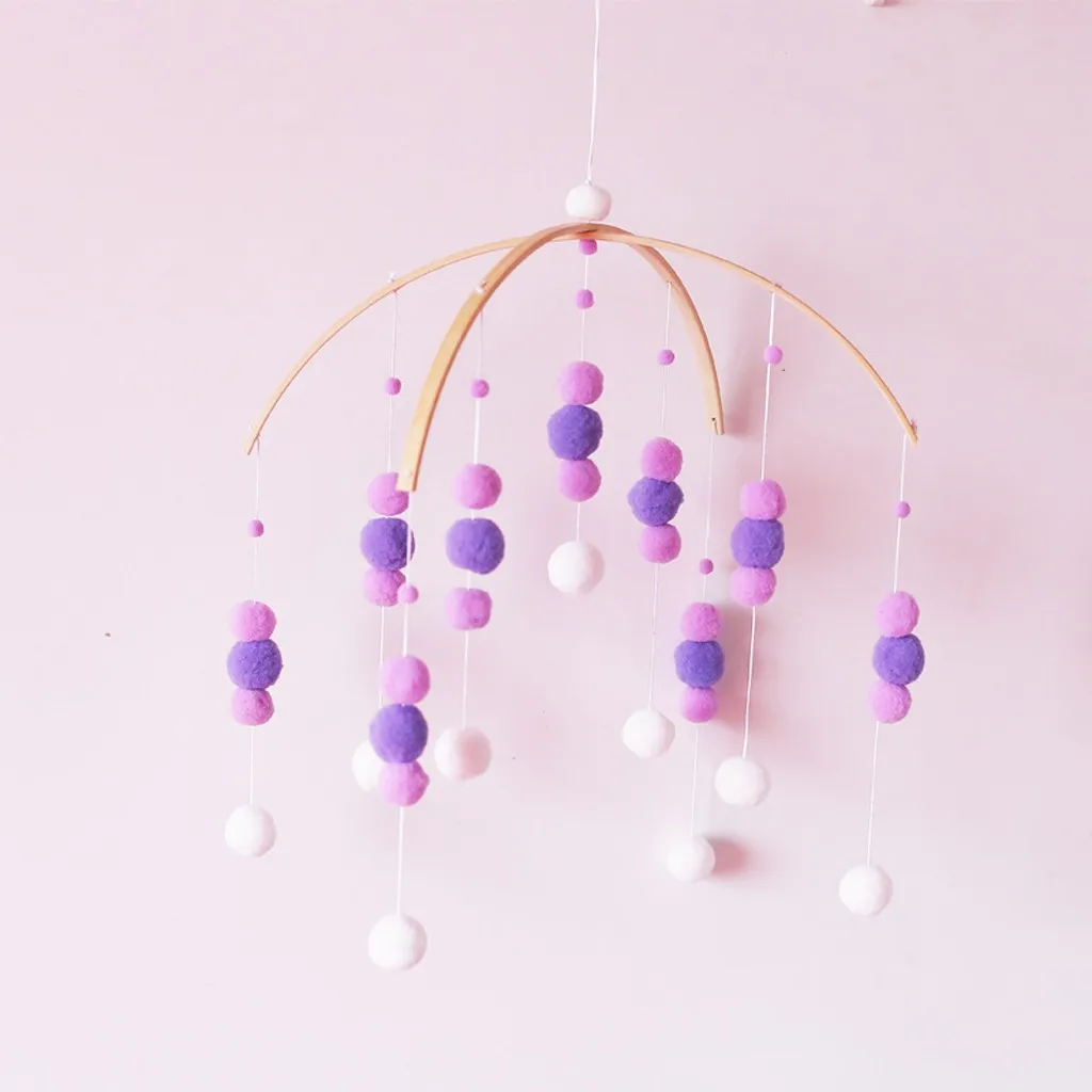 Mobile Wooden Ceiling Hangings For Boys Girls Baby Crib Nordic Style Kids Bed Decoration Kinderzimmer Deko Baby Room Pendant - Цвет: Purple