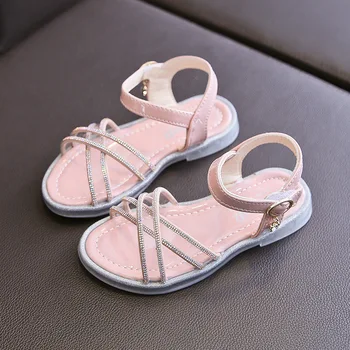 

Ainyfu Girls Rhinestone Sandals 2020 Summer Children's Soft Bottom Beach Sandals Kids Roman Sandal Princess Sweet Shoes D196