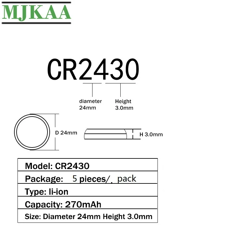 MJKAA 20 шт CR2430 кнопочные батареи для монет литиевая батарея 3В CR 2430 DL2430 BR2430 KL2430 часов