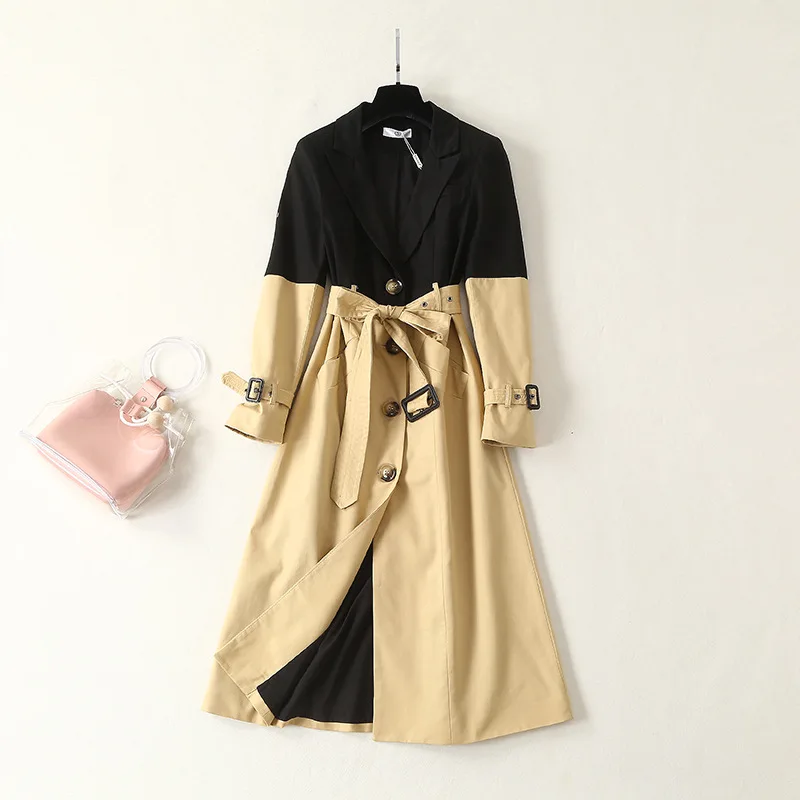 Новый осенний длинный тренч для женщин Twotwinstyle Casacas Para Mujer Invierno 2020 пальто с