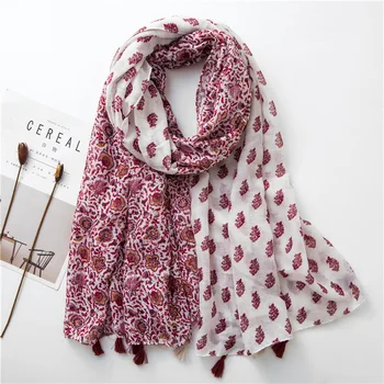 

New Lady Fashion cotton material quality scarf 2020 Autumn and winter Luxury brand Cotton silk scarves women's Print beach shawl