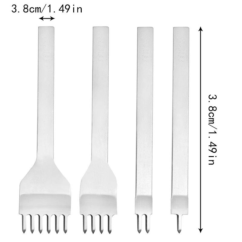 MIUSIE 1Pcs 3/4/5/6mm 간격 펀치 도구 가죽 구멍 펀치 도구 레이싱 스티치 바느질 가죽 공예 도구 1/2/4/6 프롱