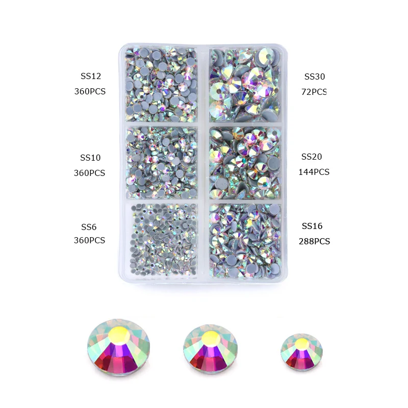 Düz geri taşlar yuvarlak kristal Rhinestones 6 boyutu (2mm-6.3mm) rhinestones ile toplama kalem el sanatları Nail yüz sanat elbise ayakkabı