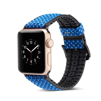 

Tschick Surface Leather Back Silicone Stainless Steel Black Buckle Strap For Apple Watch 38mm 42mm, For iWatch Series 1 2 3 4 5